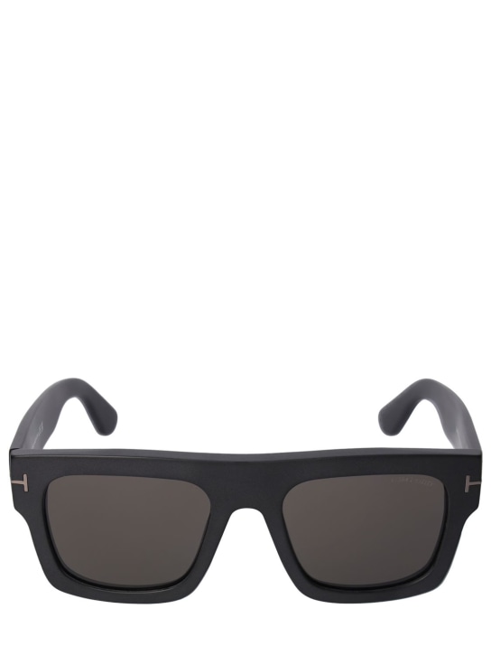 Tom Ford: Fausto squared eco-acetate sunglasses - Black/Smoke - women_0 | Luisa Via Roma