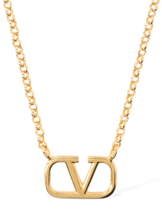 Valentino Garavani: V logo signature long chain necklace - Gold - women_0 | Luisa Via Roma