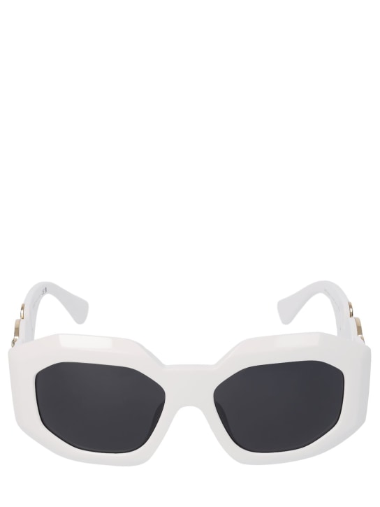 Versace: Gafas de sol cuadradas Maxi Medusa Biggie - Blanco/Gris - women_0 | Luisa Via Roma