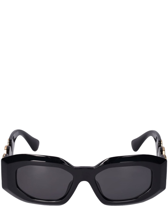 Versace: Gafas de sol cuadradas Medusa Biggie - Negro/Gris - women_0 | Luisa Via Roma