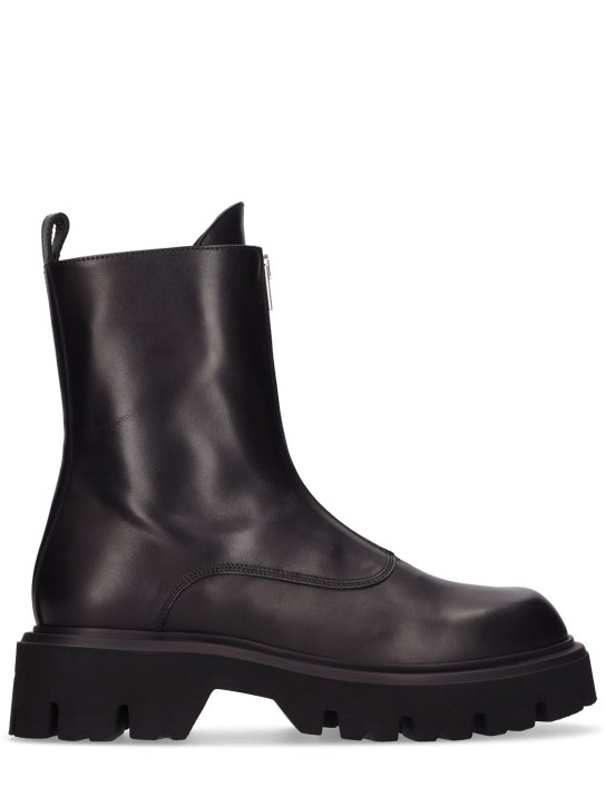 Mattia Capezzani: Dimitry leather zip boots - Black - men_0 | Luisa Via Roma