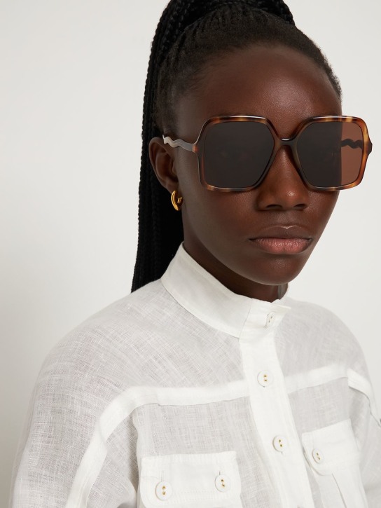 Chloé: Gafas de sol cuadradas Zelie de acetato - Havana/Brown - women_1 | Luisa Via Roma