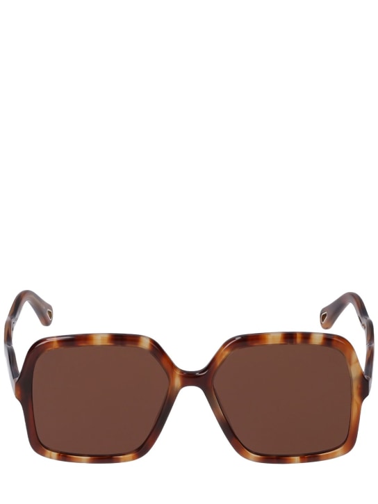 Chloé: Zelie squared acetate sunglasses - Havana/Brown - women_0 | Luisa Via Roma