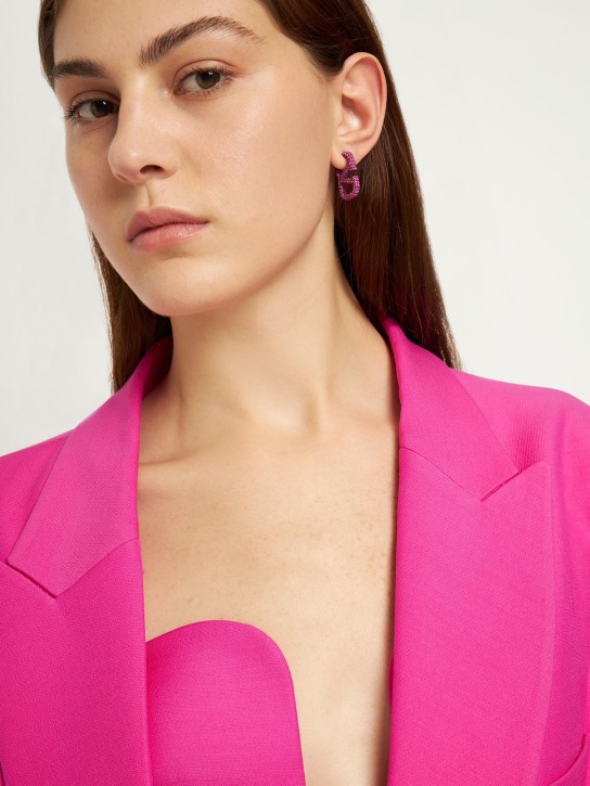 Valentino Garavani: 2.5cm V logo signature crystal earrings - women_1 | Luisa Via Roma