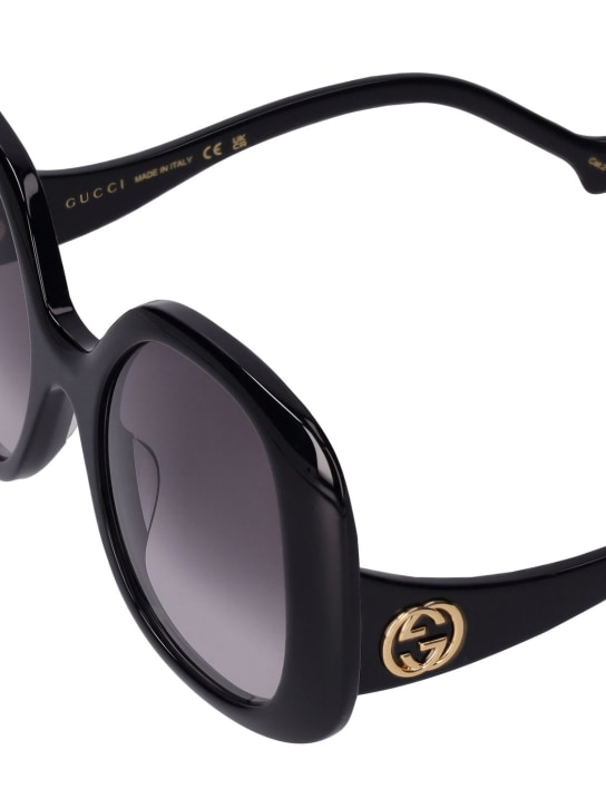 Gucci: Gafas de sol redondas de acetato - Negro/Gris - men_1 | Luisa Via Roma