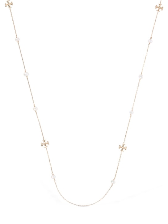 Tory Burch: Kira pearl delicate long necklace - Gold/White - women_0 | Luisa Via Roma