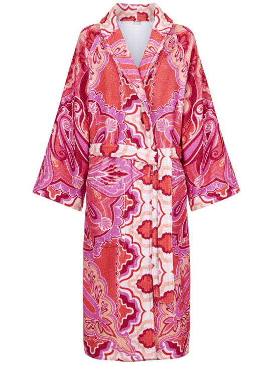 Etro: Shawl collar bathrobe - Pink - women_0 | Luisa Via Roma