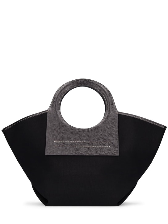 Hereu: Cala S canvas & grain leather tote bag - women_0 | Luisa Via Roma