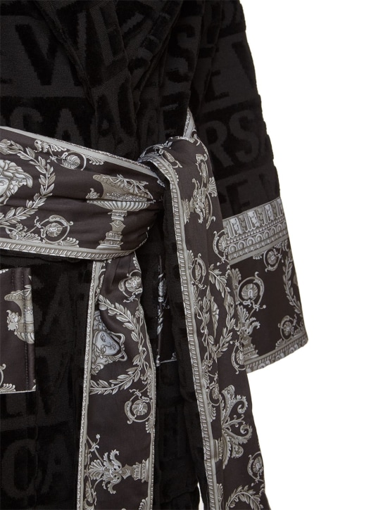 Versace: Cotton bathrobe - Black - ecraft_1 | Luisa Via Roma
