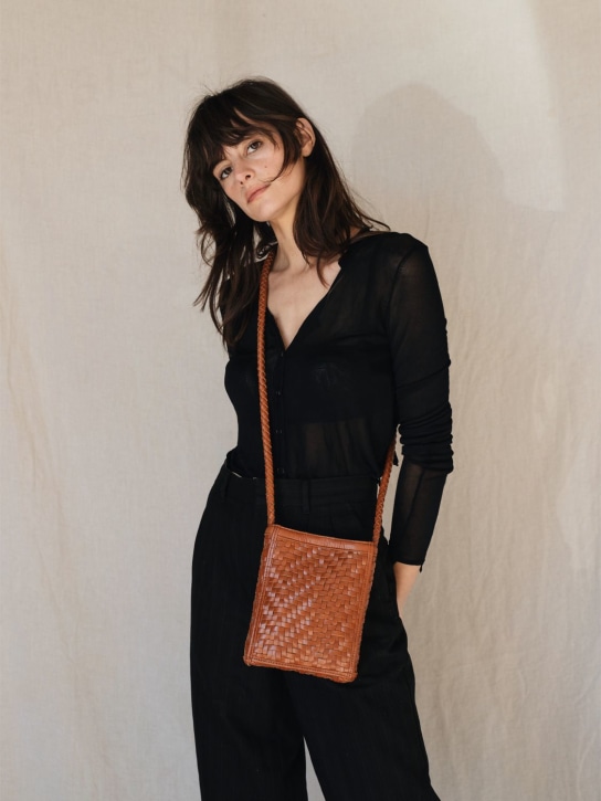 Bembien: Porta handwoven leather shoulder bag - Sienna - women_1 | Luisa Via Roma