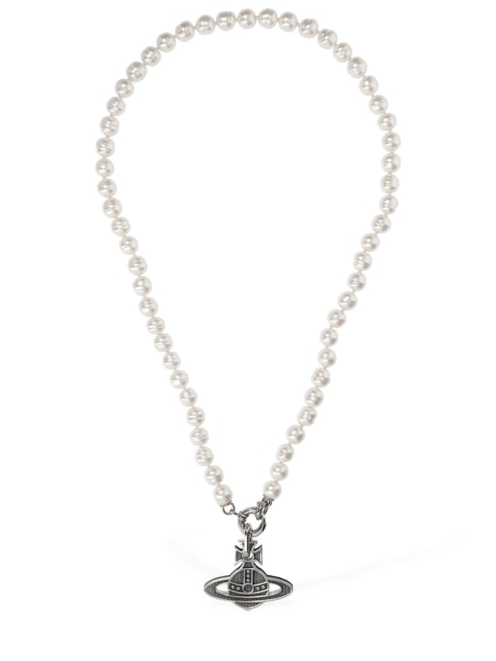 Vivienne Westwood: Man Hilario pearl necklace - Cream/Silver - men_0 | Luisa Via Roma