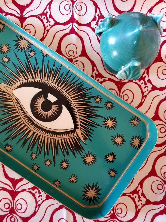 Les Ottomans: Eye hand-painted iron tray - Green - ecraft_1 | Luisa Via Roma
