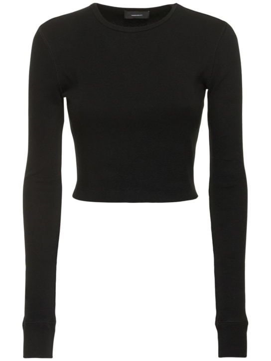 Wardrobe.nyc: T-shirt en coton stretch manches longues HB - Noir - women_0 | Luisa Via Roma