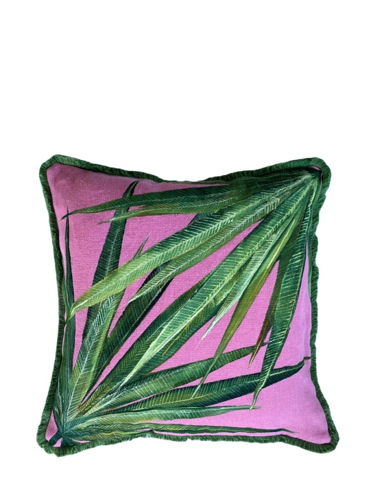 Chiara Grifantini: Peony Palm cushion - Multicolor - ecraft_0 | Luisa Via Roma