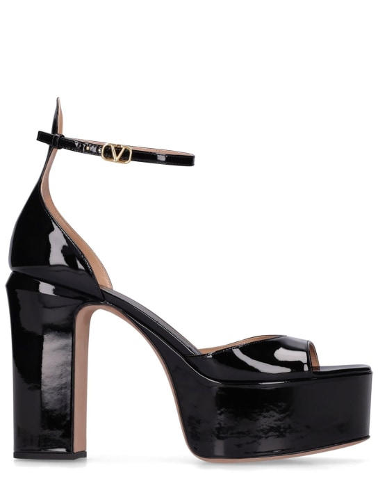 Valentino Garavani: 120mm Tan-go patent leather sandals - Black - women_0 | Luisa Via Roma