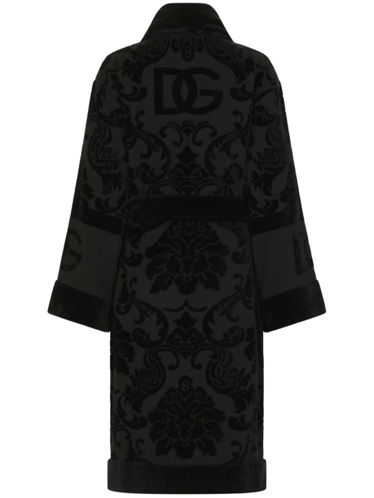 Dolce&Gabbana: 提花浴袍 - 黑色 - ecraft_1 | Luisa Via Roma