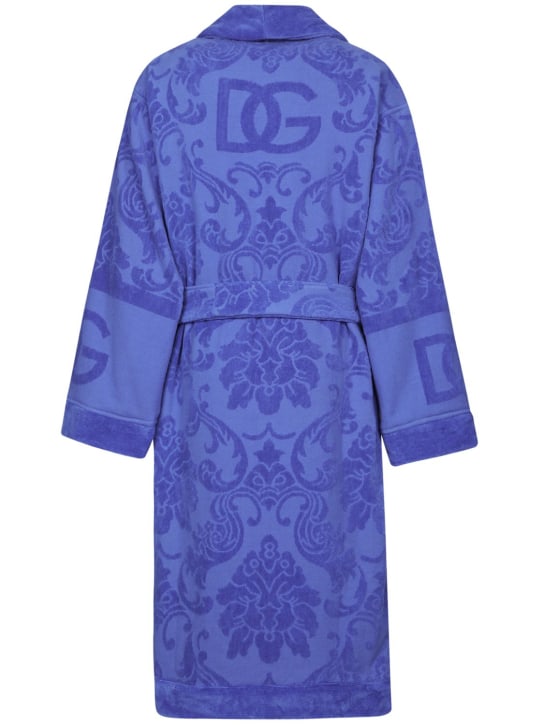 Dolce&Gabbana: Jacquard-Bademantel - Blau - women_1 | Luisa Via Roma