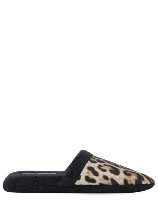 Dolce&Gabbana: Chaussons en coton éponge Leopardo - Leopardo - women_0 | Luisa Via Roma