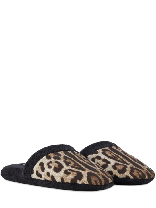 Dolce&Gabbana: Chaussons en coton éponge Leopardo - Leopardo - women_1 | Luisa Via Roma