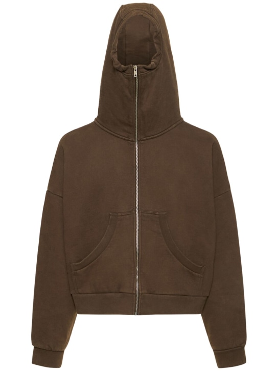 Entire Studios: Washed cotton full-zip hoodie - Brown - men_0 | Luisa Via Roma