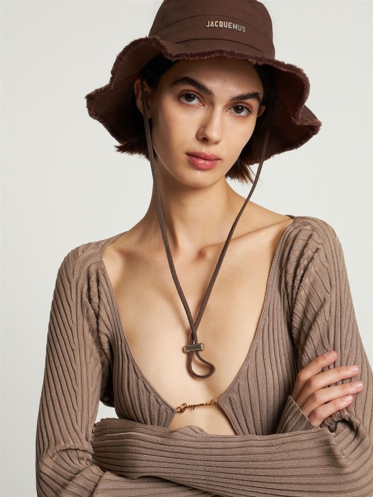 Jacquemus: Le Bob Artichaut cotton logo hat - Brown - women_1 | Luisa Via Roma