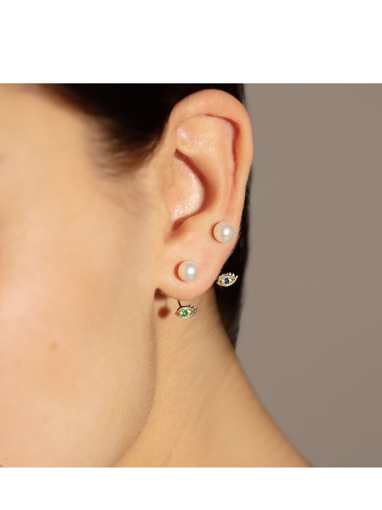 Delfina Delettrez: 18kt Micro-eye piercing mono earring - Gold/Pearl - women_1 | Luisa Via Roma