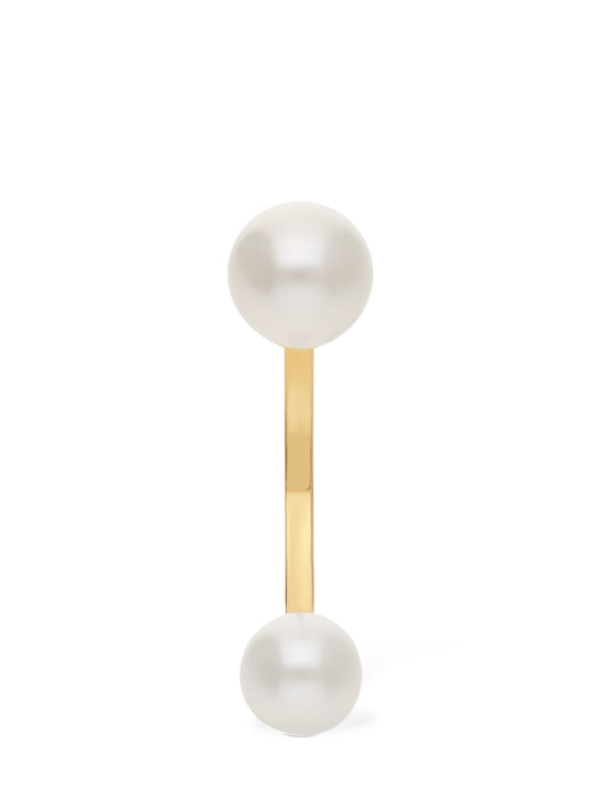 Delfina Delettrez: 18kt gold Double pearl mono earring - Gold/Pearl - women_0 | Luisa Via Roma