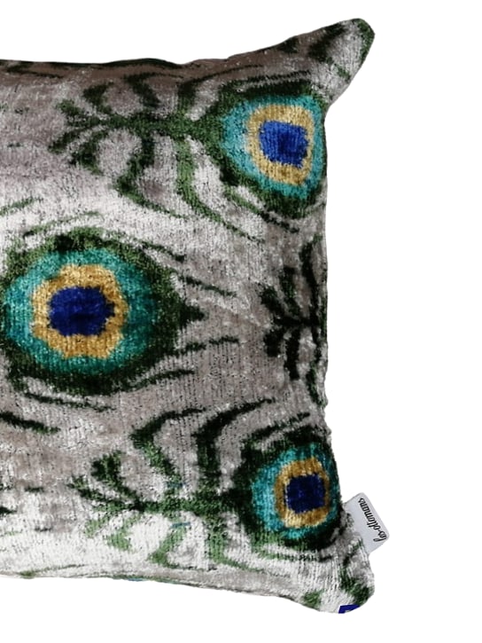 Les Ottomans: Silk & cotton cushion - Grey/Multi - ecraft_1 | Luisa Via Roma