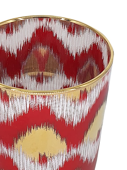 Les Ottomans: Set of 4 Ikat gold glasses - Gold/Red - ecraft_1 | Luisa Via Roma