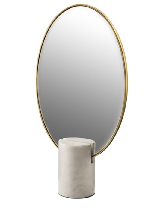 Polspotten: Miroir ovale en métal et marbre - Blanc - ecraft_0 | Luisa Via Roma