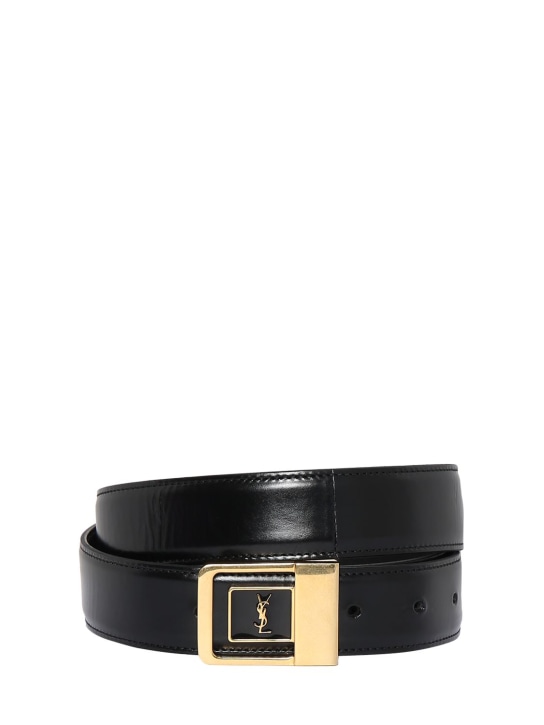 Saint Laurent: 30mm Boucle La 66 leather belt - Black - women_0 | Luisa Via Roma