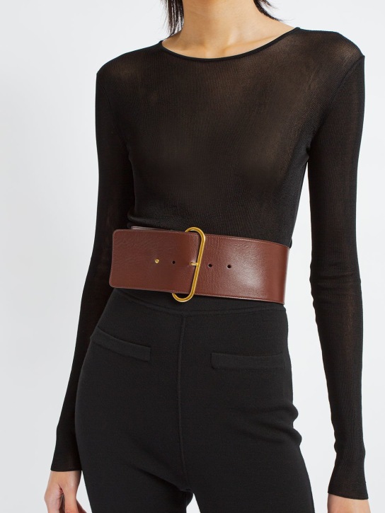Saint Laurent: 85mm Leather belt - Brown - women_1 | Luisa Via Roma