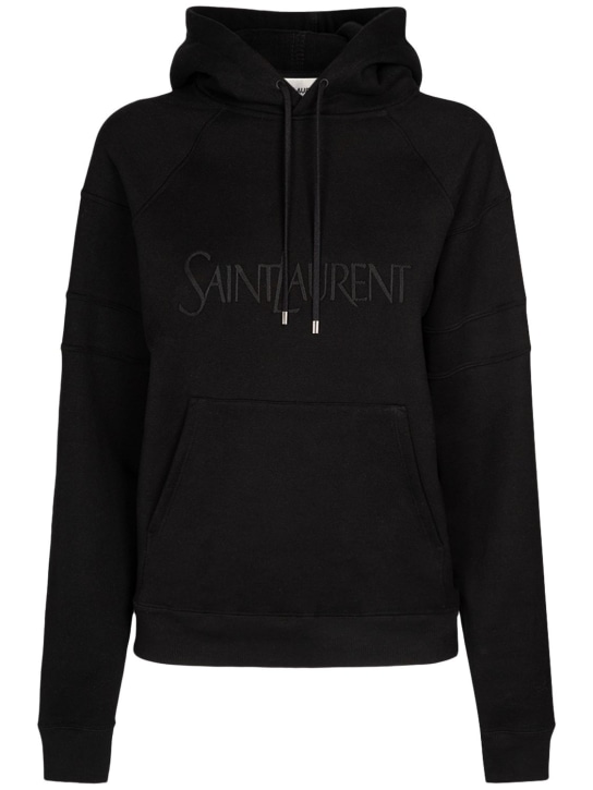 Saint Laurent: Cotton hoodie - Black - women_0 | Luisa Via Roma