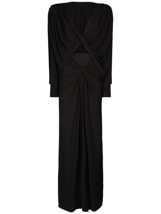 Saint Laurent: Crepe jersey cutout dress - Black - women_0 | Luisa Via Roma