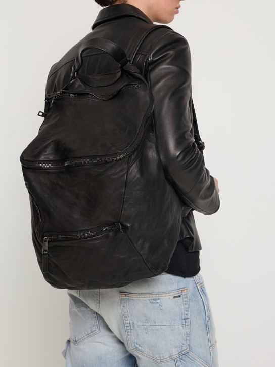 Giorgio Brato: Leather backpack - Black - men_1 | Luisa Via Roma