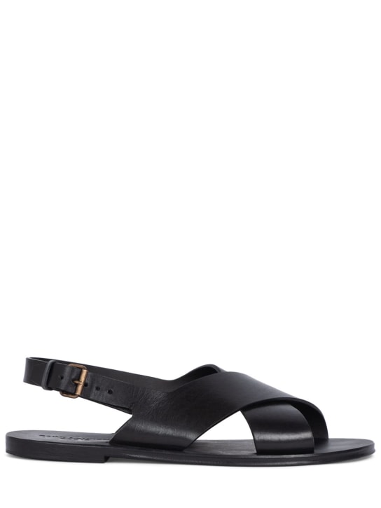 Saint Laurent: Mojave leather sandals - Black - men_0 | Luisa Via Roma