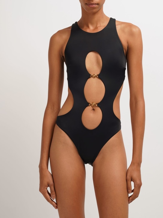 Versace: Cutout one piece swimsuit - Black - women_1 | Luisa Via Roma