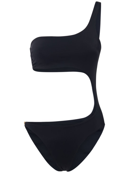 Versace: Cutout one shoulder one piece swimsuit - Black - women_0 | Luisa Via Roma