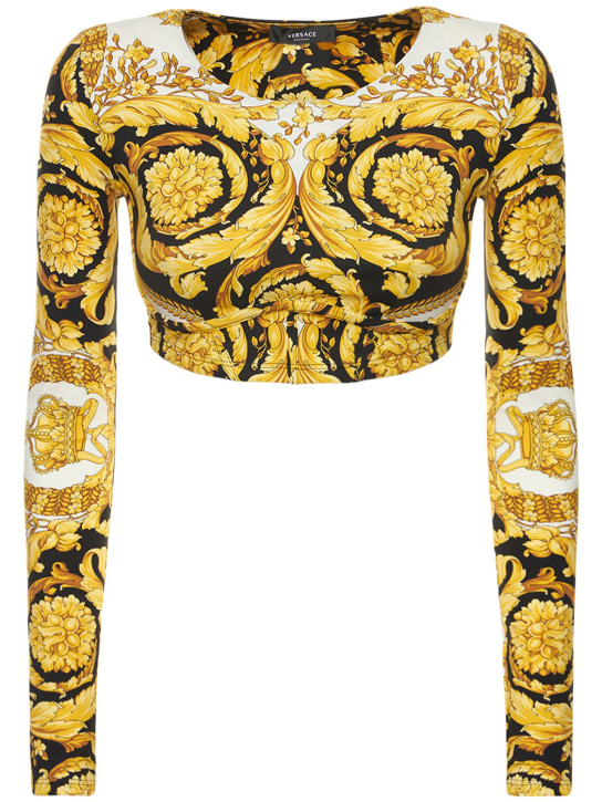 Versace: Barocco tech jersey long sleeve top - Multicolor - women_0 | Luisa Via Roma