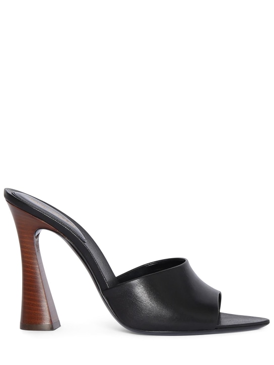 Saint Laurent: 105mm Suite leather mule sandals - Black - women_0 | Luisa Via Roma