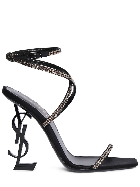 Saint Laurent: 110mm Opyum satin sandals - Black - women_0 | Luisa Via Roma