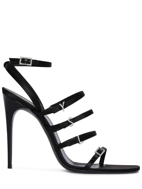 Saint Laurent: 110mm Jerry crepe satin sandals - Black - women_0 | Luisa Via Roma