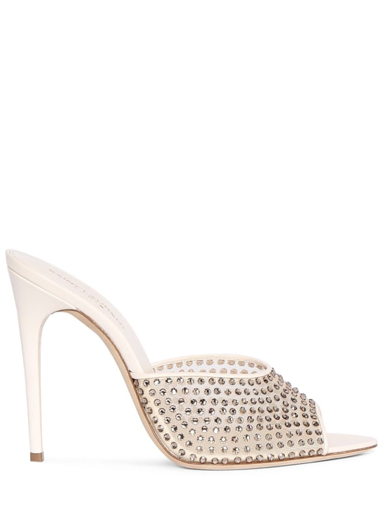 Saint Laurent: 110mm Blonde nylon mule sandals - Nude/Crystal - women_0 | Luisa Via Roma