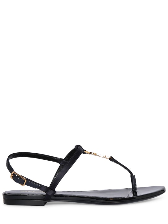 Saint Laurent: 5mm Cassandra viscose & silk flat sandal - Patriot Navy - women_0 | Luisa Via Roma