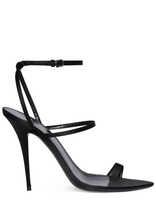 Saint Laurent: 110mm Dive crepe satin sandals - Black - women_0 | Luisa Via Roma