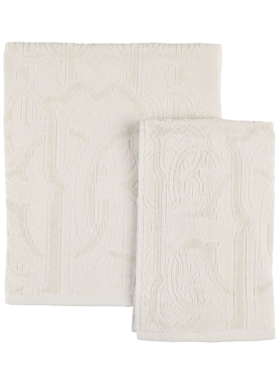 Roberto Cavalli: Set of 2 Araldico towels - Grigio Perla - ecraft_0 | Luisa Via Roma