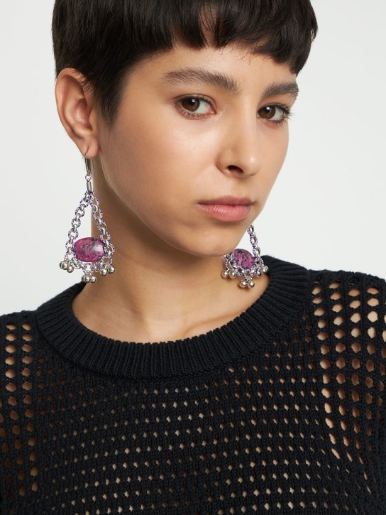 Isabel Marant: Amazing Grace drop earrings - Fuchsia/Silver - women_1 | Luisa Via Roma