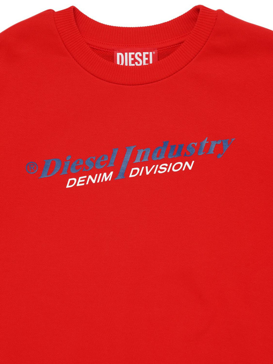 Diesel Kids: Logo print cotton jersey sweatshirt - Red - kids-girls_1 | Luisa Via Roma