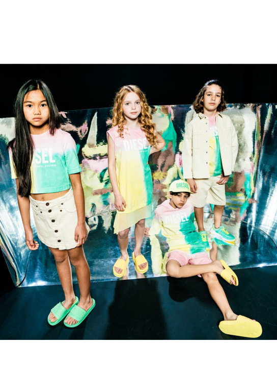 Diesel Kids: Shorts deportivos de algodón color block - Multicolor - kids-girls_1 | Luisa Via Roma