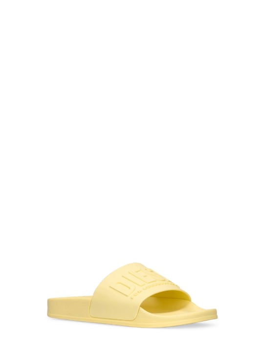 Diesel Kids: Logo rubber slide sandals - Yellow - kids-boys_1 | Luisa Via Roma